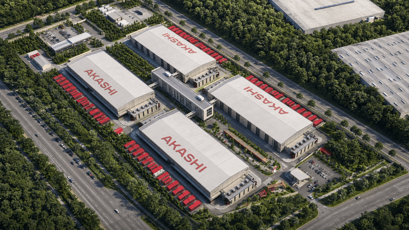 Аэросъёмка кампуса AKASHI Data Center